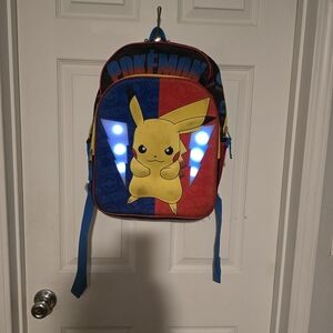 Pikachu Kids Light-Up Backpack - Yellow/Blue/Red